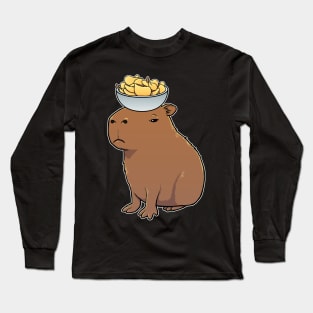 Capybara with Potato Chips on its head Long Sleeve T-Shirt